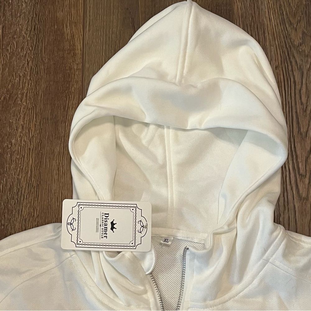 Y2K Nautical ANCHOR Half Zip Hoodie Jacket Pullover Cropped Women's XL Oversized - Picture 10 of 16